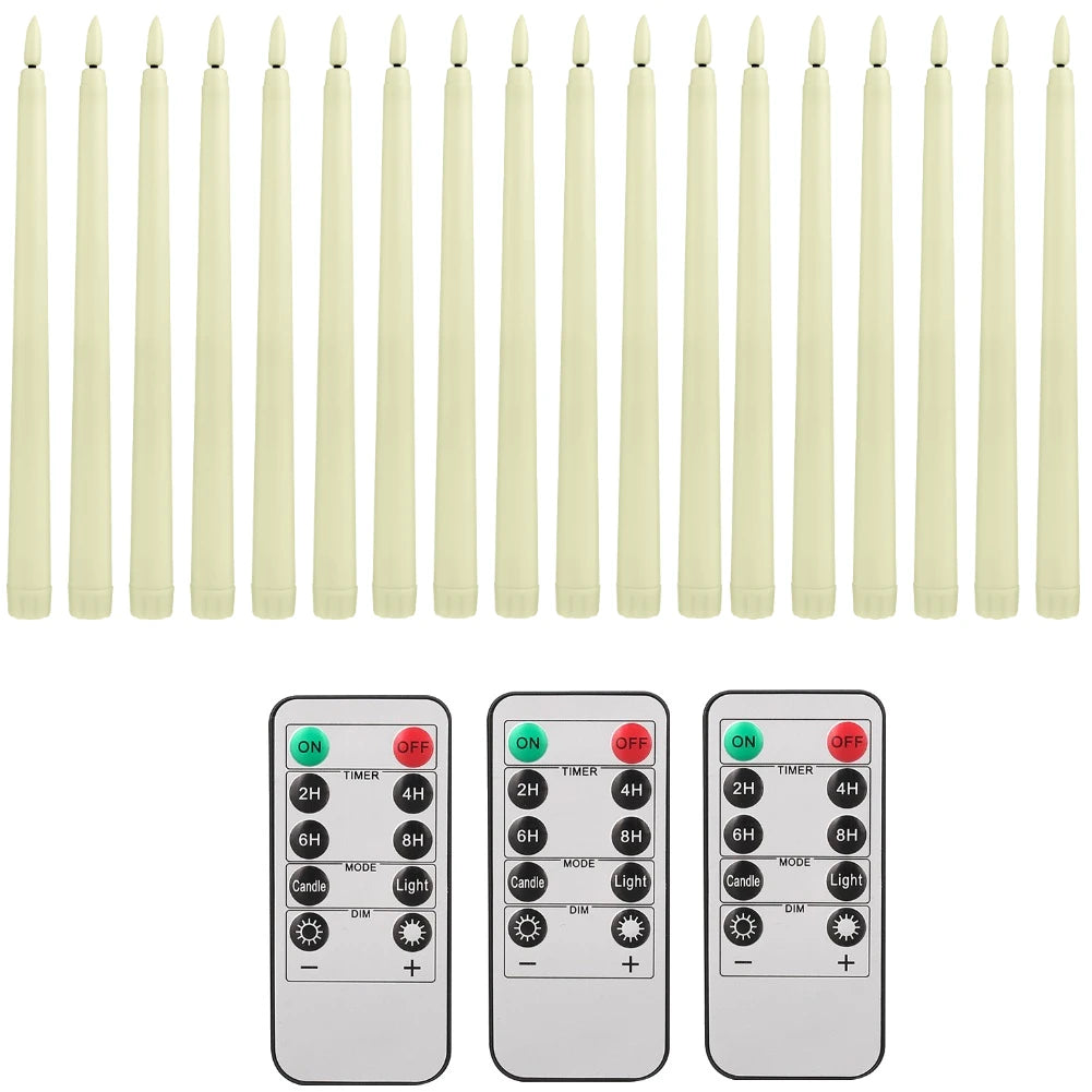 6Pcs-24Pcs Flameless Taper Candles with Timer Remote Flickering 3D Faux Wax Candle Lights for Wedding Christmas Party Home Decor