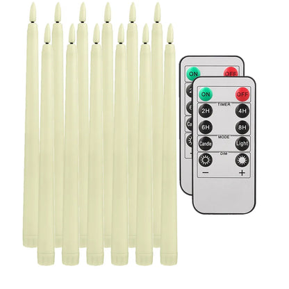 6Pcs-24Pcs Flameless Taper Candles with Timer Remote Flickering 3D Faux Wax Candle Lights for Wedding Christmas Party Home Decor