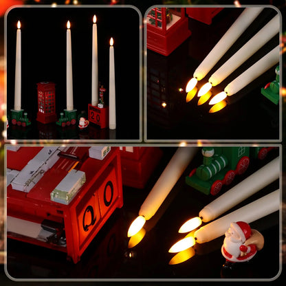 6Pcs-24Pcs Flameless Taper Candles with Timer Remote Flickering 3D Faux Wax Candle Lights for Wedding Christmas Party Home Decor