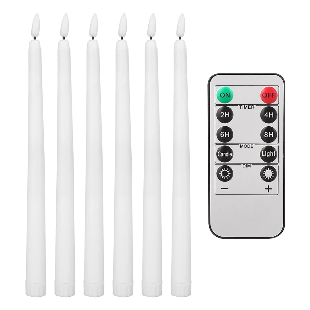 6Pcs-24Pcs Flameless Taper Candles with Timer Remote Flickering 3D Faux Wax Candle Lights for Wedding Christmas Party Home Decor