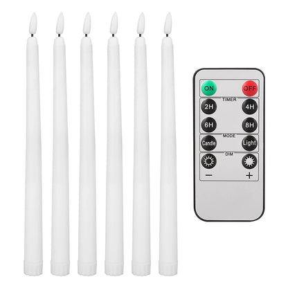 6Pcs-24Pcs Flameless Taper Candles with Timer Remote Flickering 3D Faux Wax Candle Lights for Wedding Christmas Party Home Decor