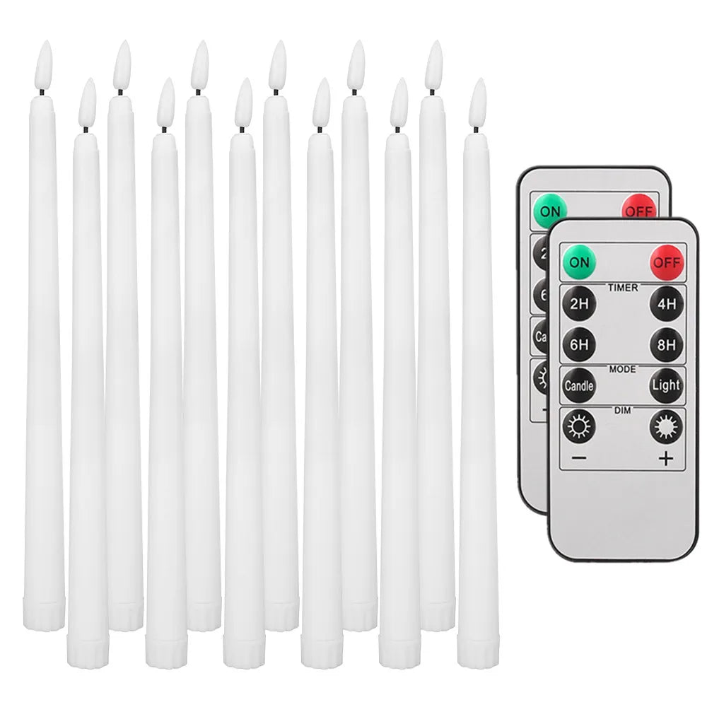 6Pcs-24Pcs Flameless Taper Candles with Timer Remote Flickering 3D Faux Wax Candle Lights for Wedding Christmas Party Home Decor