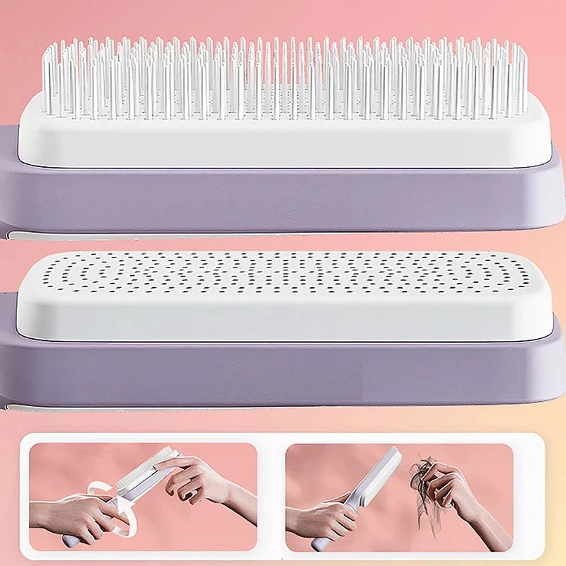 Automatic Cleaning Rotating Lifting Comb Self Cleaning Hairbrush