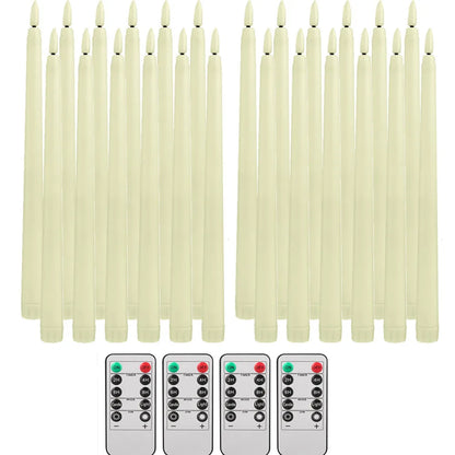 6Pcs-24Pcs Flameless Taper Candles with Timer Remote Flickering 3D Faux Wax Candle Lights for Wedding Christmas Party Home Decor