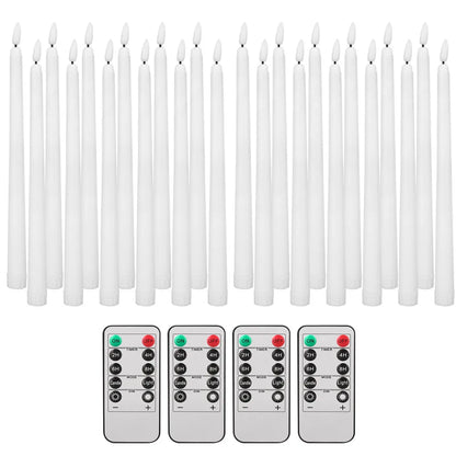 6Pcs-24Pcs Flameless Taper Candles with Timer Remote Flickering 3D Faux Wax Candle Lights for Wedding Christmas Party Home Decor