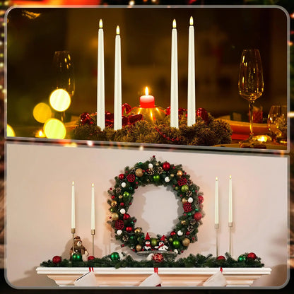 6Pcs-24Pcs Flameless Taper Candles with Timer Remote Flickering 3D Faux Wax Candle Lights for Wedding Christmas Party Home Decor