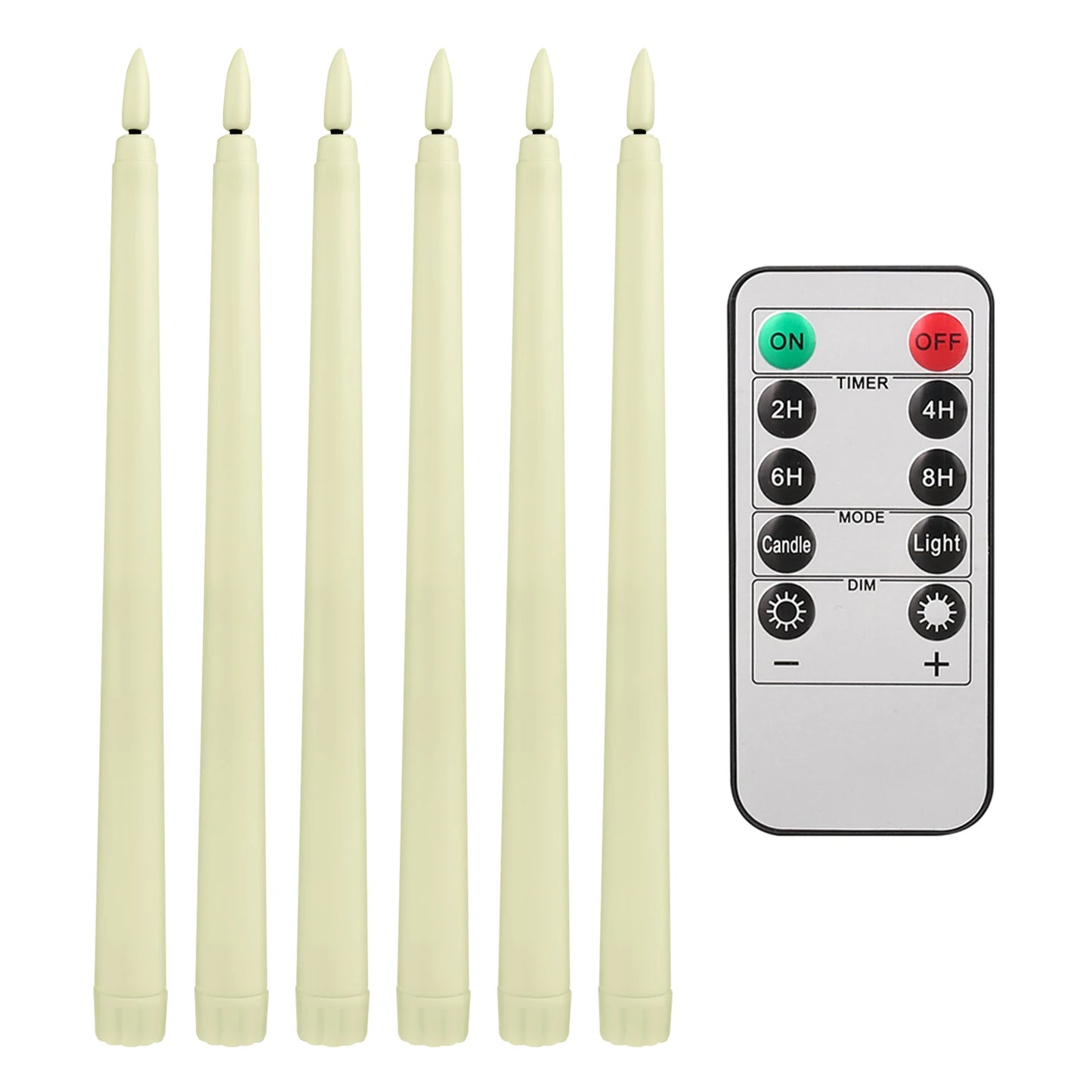 6Pcs-24Pcs Flameless Taper Candles with Timer Remote Flickering 3D Faux Wax Candle Lights for Wedding Christmas Party Home Decor